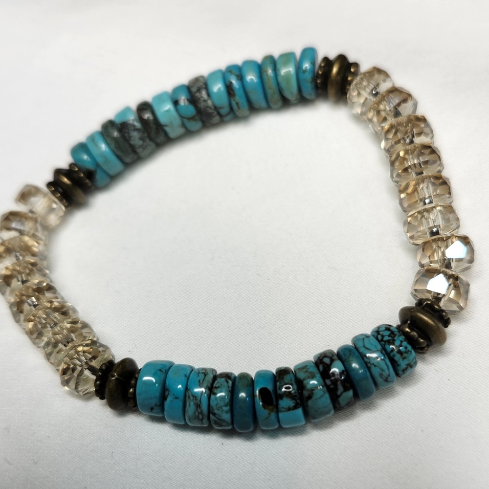 Bracelet turquoise and Chrystal beads